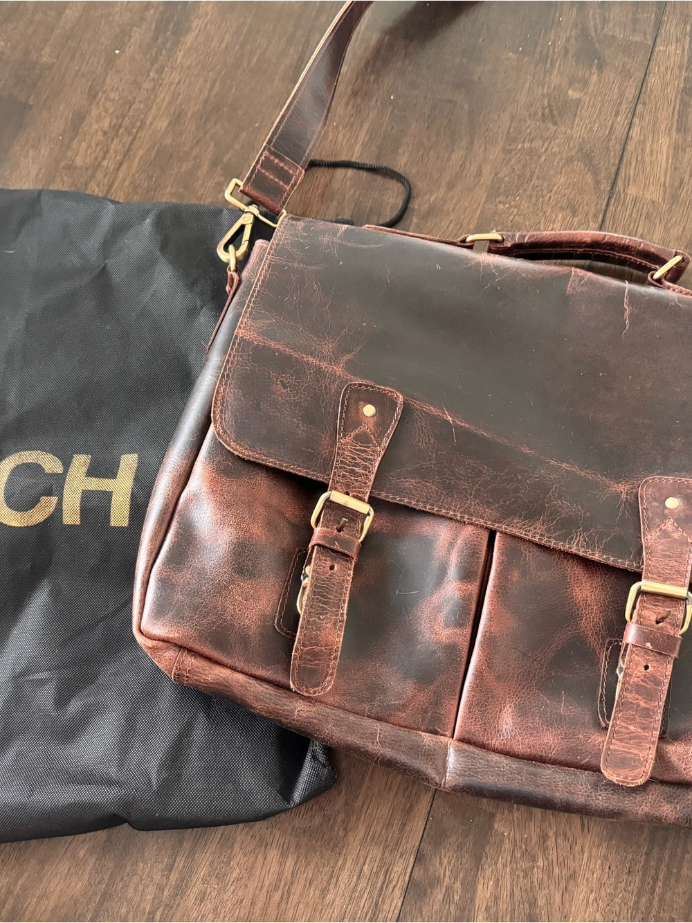 Leather Messenger Bag - Brown